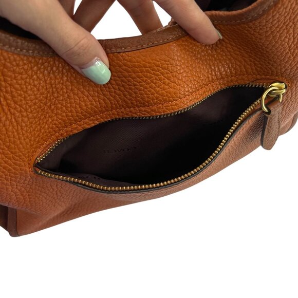 Coach Pebbled Leather Suede Lori Shoulder Bag With Gold Hardware & Zipper Pocket - Picture 15 of 16